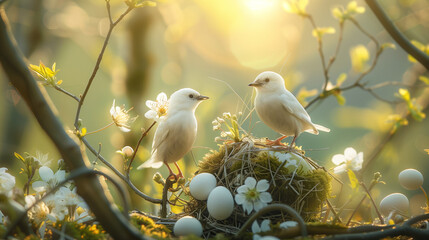 white bird in nest