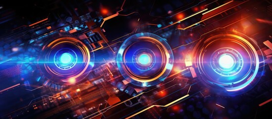 Glowing circle abstract technology background. Genrative AI.