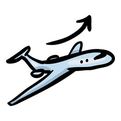 Airplane Takeoff Doodle Single Icon