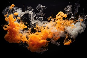 Smoke fusing with soap bubbles in mid-air