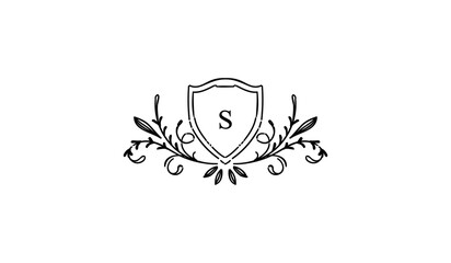 Obraz premium Luxury Alphabetical Shield with Wings Logo