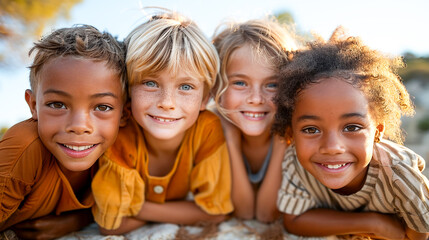 Fototapeta premium portrait group of childs multiculturel