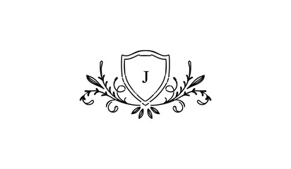 Obraz premium Luxury Alphabetical Shield with Wings Logo