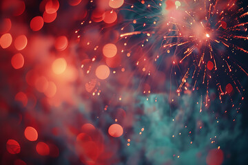 fireworks on a darker blue background in the style of