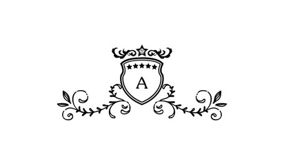 Luxury Alphabetical Crown Leaves Logo