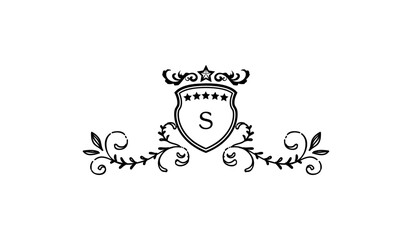Luxury Alphabetical Crown Leaves Logo