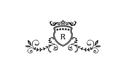 Luxury Alphabetical Crown Leaves Logo