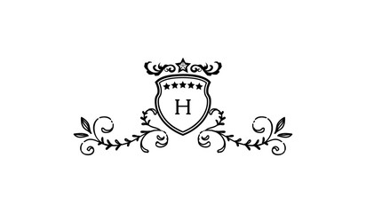 Luxury Alphabetical Crown Leaves Logo