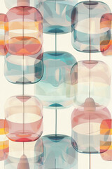 Abstract Glass Lantern Seamless Pattern Design with colorful Grunge Texture background.