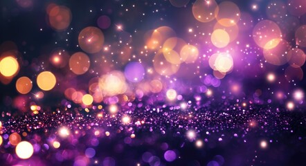 Obraz na płótnie Canvas Magical Festive Christmas Bokeh Background with Purple Glow and Glittering Starlight