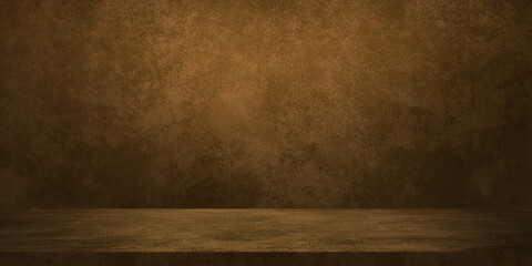 vintage brown color studio background with light from above. leather texture backdrop for design. space for selling products on the website. classic concept banner background for advertising. - obrazy, fototapety, plakaty