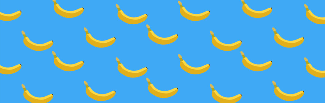yellow bananas seamless pattern on a blue background