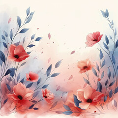 abstract floral background with flowers in pastel with text space in the centre