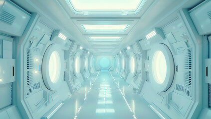 futuristic futuristic space station corridor interior