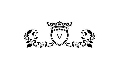 Luxury Alphabetical Crown Leaves Logo