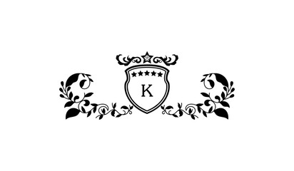 Naklejka premium Luxury Alphabetical Crown Leaves Logo