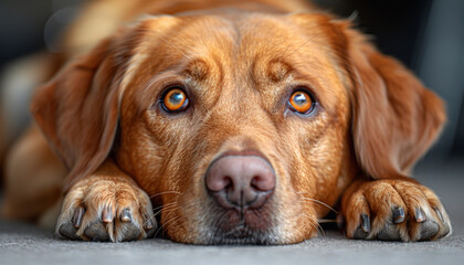 Close-up portrait of golden retriever dog.