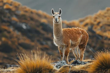 Fototapeten llama in the mountains © paul