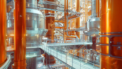 futuristic metal factory interior in the style of dar