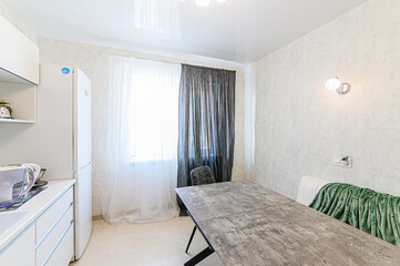 interior kitchen and dining room, refectory area, cooking equipment, table furniture, stove