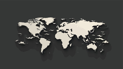 Fototapeta na wymiar Flat paper cut style icon of World Map. Vector 