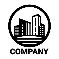 Obraz premium Building logo vector art illustration, black color basic building logo white background