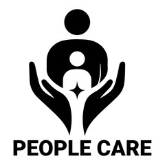 minimal People Care Logo Template, logo vector, black color silhouette