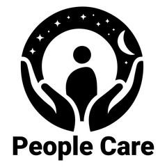 minimal People Care Logo Template, logo vector, black color silhouette