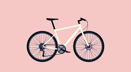 Obraz premium White Modern City Bicycle or Hybrid Bike, Sport and Transportation Concept, Vector Flat Illustration Design