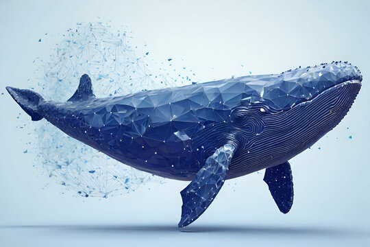 Blue whale composed of polygon The whale consists of lines, dots and shapes