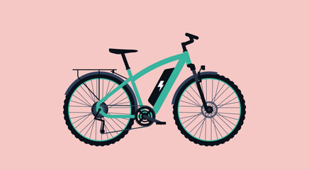 Electric Bicycle or E-Bike, Environment and Mobility Concept, Vector Flat Illustration Design