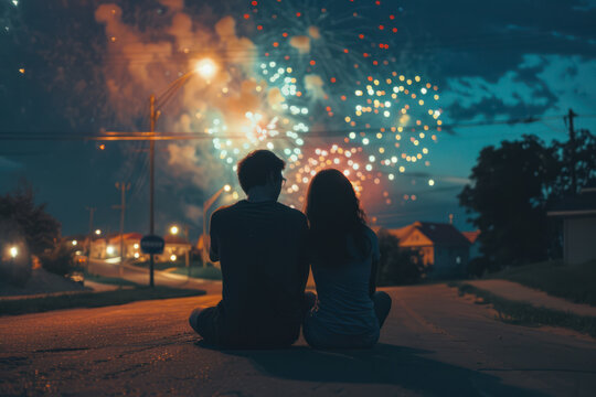 couple watching fireworks