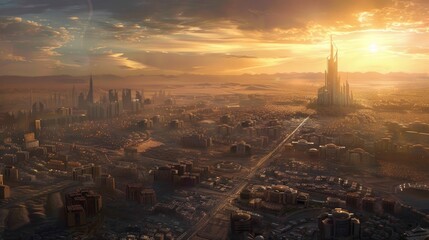 A panoramic view of Riyadh city, capturing the vibrant urban landscape of Saudi Arabia's capital under the clear sky
