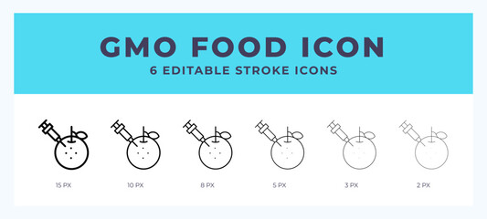 Gmo food icon symbol. Outline. Lineal icon with editable stroke.