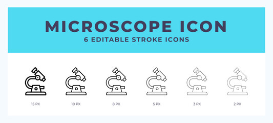 Microscope icon with different stroke. Vector illustration.
