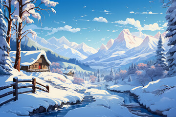 winter landscape in the mountains