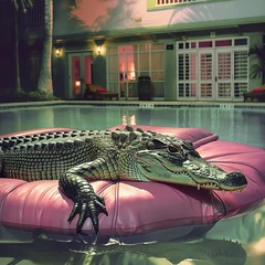 Fotobehang crocodile in the pool © dmCsaba