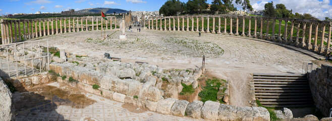 View at the roman ruins of Jerash in Jordan