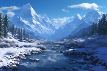 winter landscape in the mountains