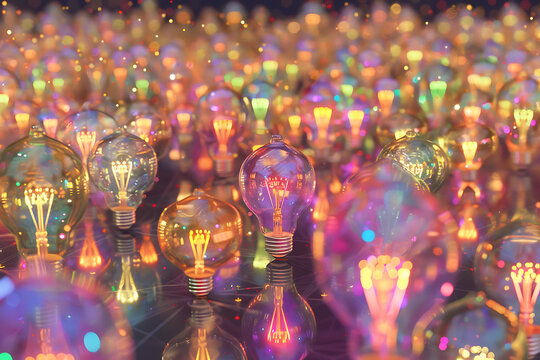 hundreds of light bulbs with one type of bulb in the 