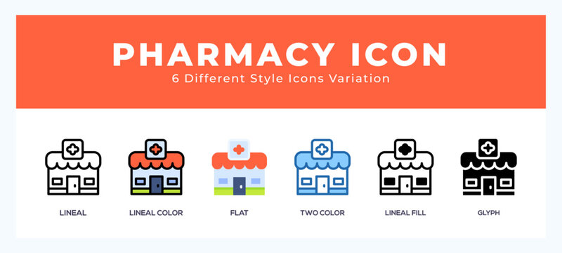 Pharmacy vector icons designed. icon symbol set.