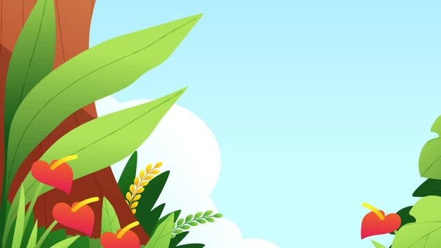 2d cute grasshoppers and butterflies character dancing in the garden. simple animated cartoon fun video illustration
