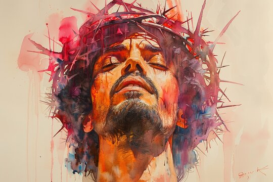 Jesus Christ. Vector illustration of Jesus Christ on abstract colorful background with copy space