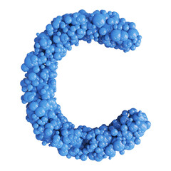 Ball blue uppercase letter C font 3d render