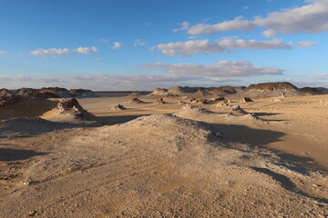 Beautiful formations of rocks and sand of Bahariya Oasis in Egypt