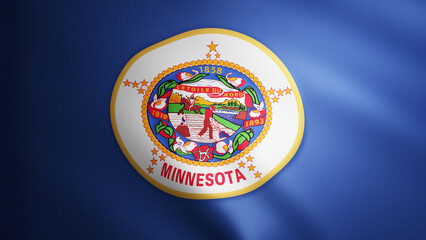 Minnesota flag with fabric texture that moves in the wind. Smooth movement of the waving flag in a perfect loop. White, blue, freedom, country, nation, USA state.