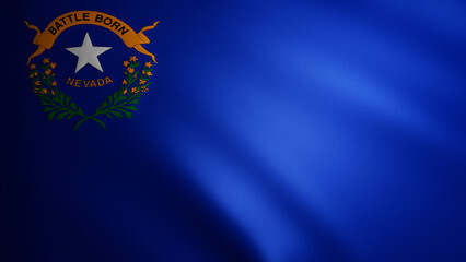 Nevada flag with fabric texture that moves in the wind. Smooth movement of the waving flag in a perfect loop. Blue, white, freedom, country, nation, USA state.