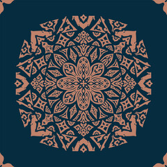 Flower seamless pattern flesh color and denim blue background number 10