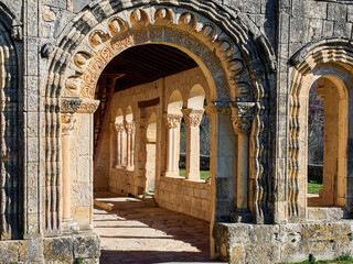 Fototapeta na wymiar Atrium of the Church of San Juan Bautista. El Arenal, Revilla de Orejana, province of Segovia, Castilla y León, Spain, Europe