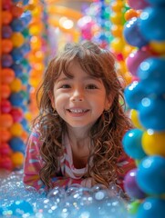 Fototapeta na wymiar Little Girl Surrounded by Balloons
